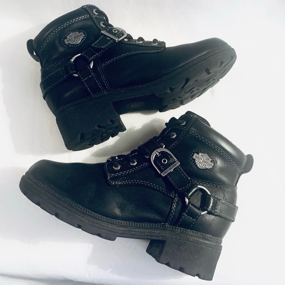 Harley-Davidson Tegan Heeled Leather Lace Up Boots - Picture 11 of 12